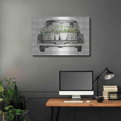 Luxe Metal Art 'Flower Lover's Truck' by Cindy Jacobs, Metal Wall Art,36x24