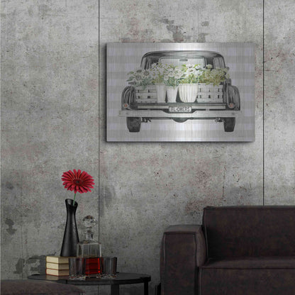 Luxe Metal Art 'Flower Lover's Truck' by Cindy Jacobs, Metal Wall Art,36x24