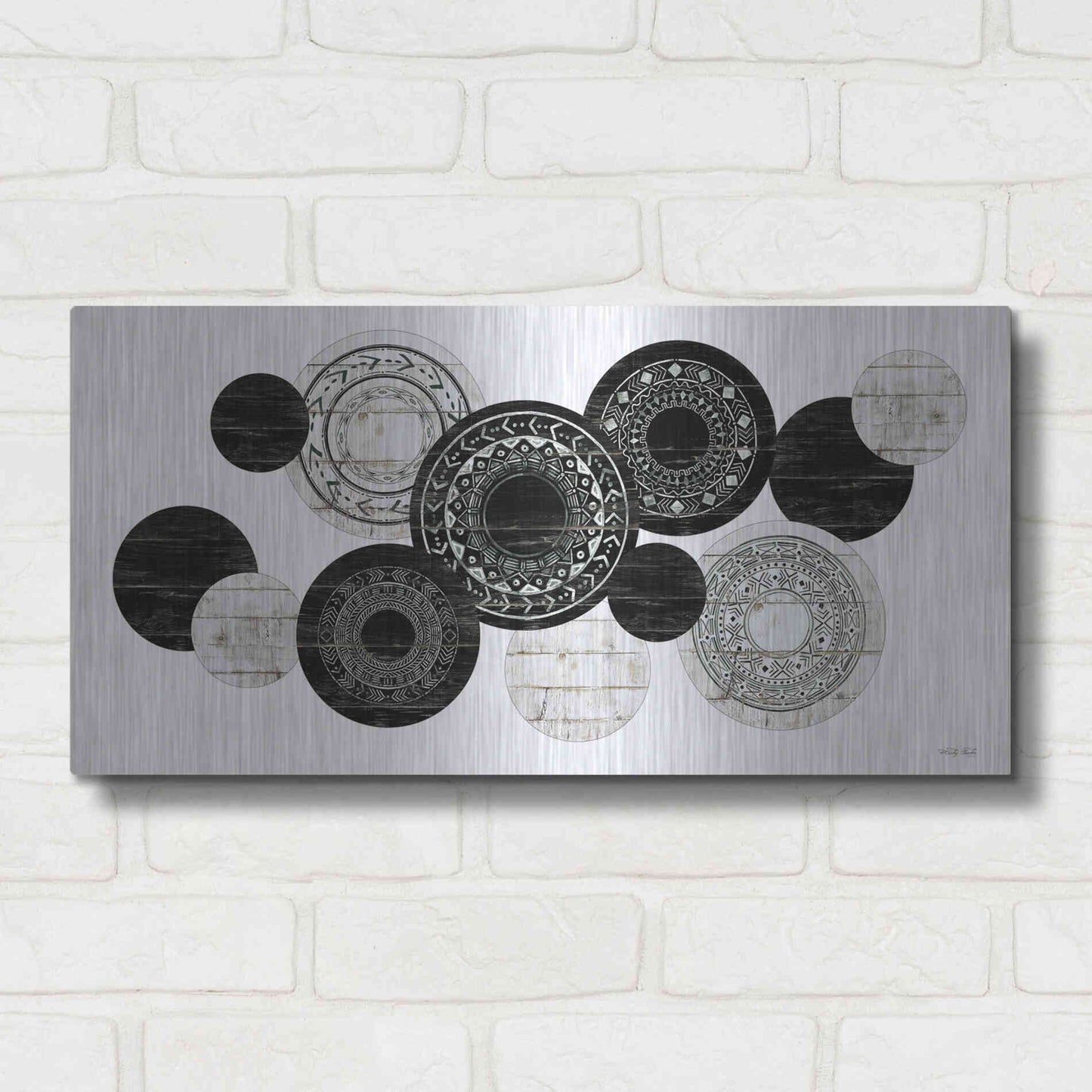 Luxe Metal Art 'Textured Circles' by Cindy Jacobs, Metal Wall Art,24x12