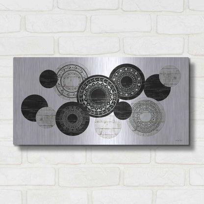 Luxe Metal Art 'Textured Circles' by Cindy Jacobs, Metal Wall Art,24x12