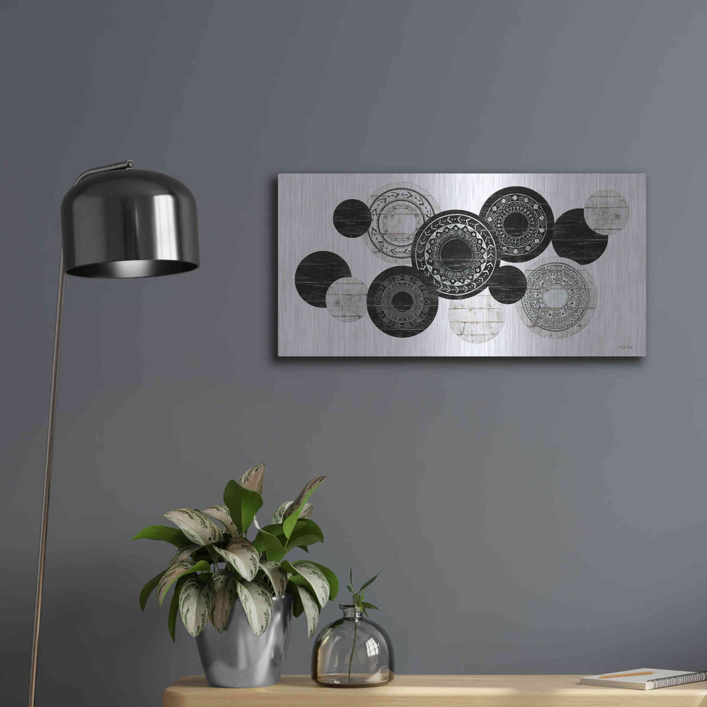 Luxe Metal Art 'Textured Circles' by Cindy Jacobs, Metal Wall Art,24x12