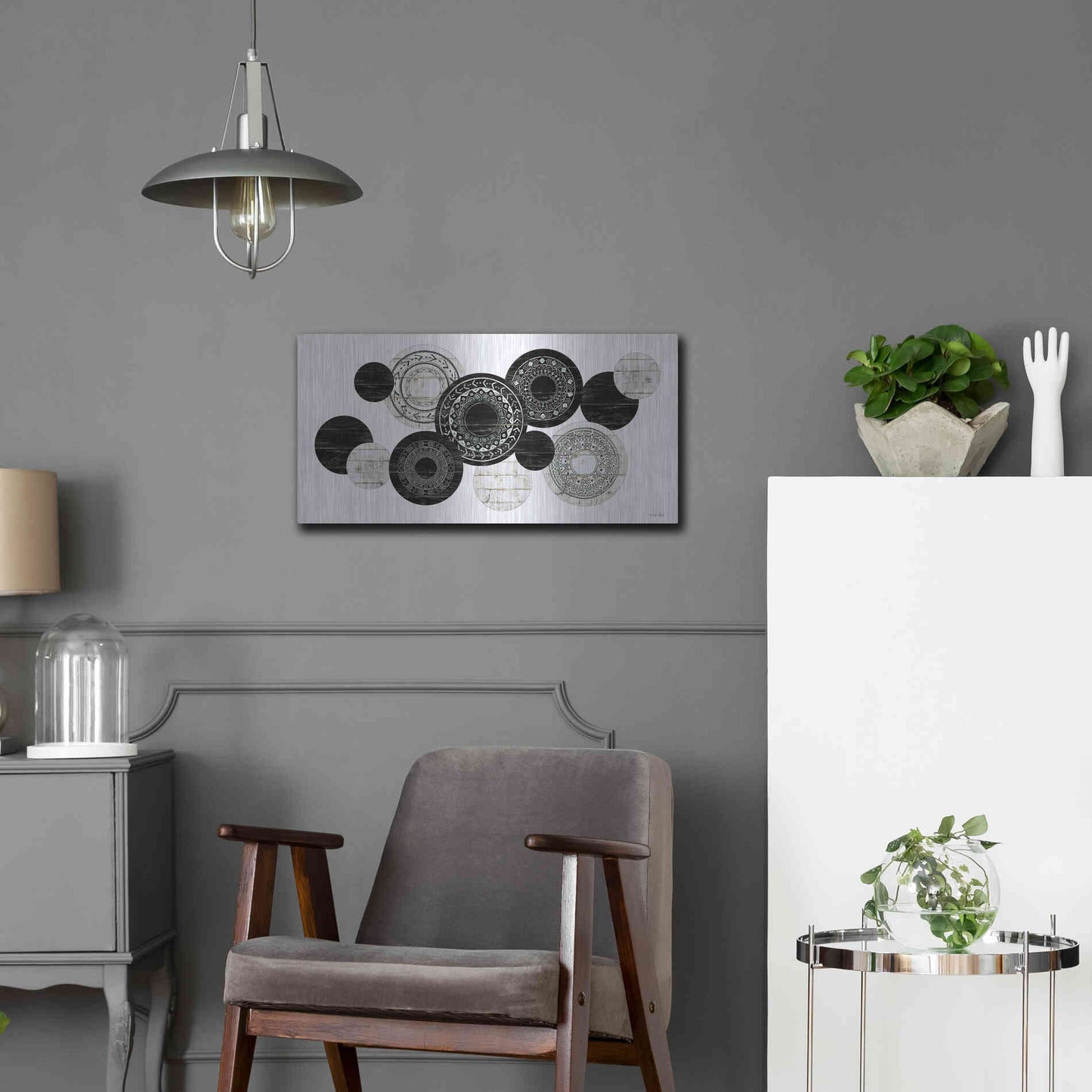 Luxe Metal Art 'Textured Circles' by Cindy Jacobs, Metal Wall Art,24x12