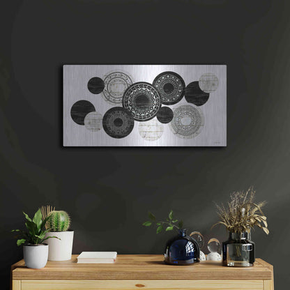 Luxe Metal Art 'Textured Circles' by Cindy Jacobs, Metal Wall Art,24x12