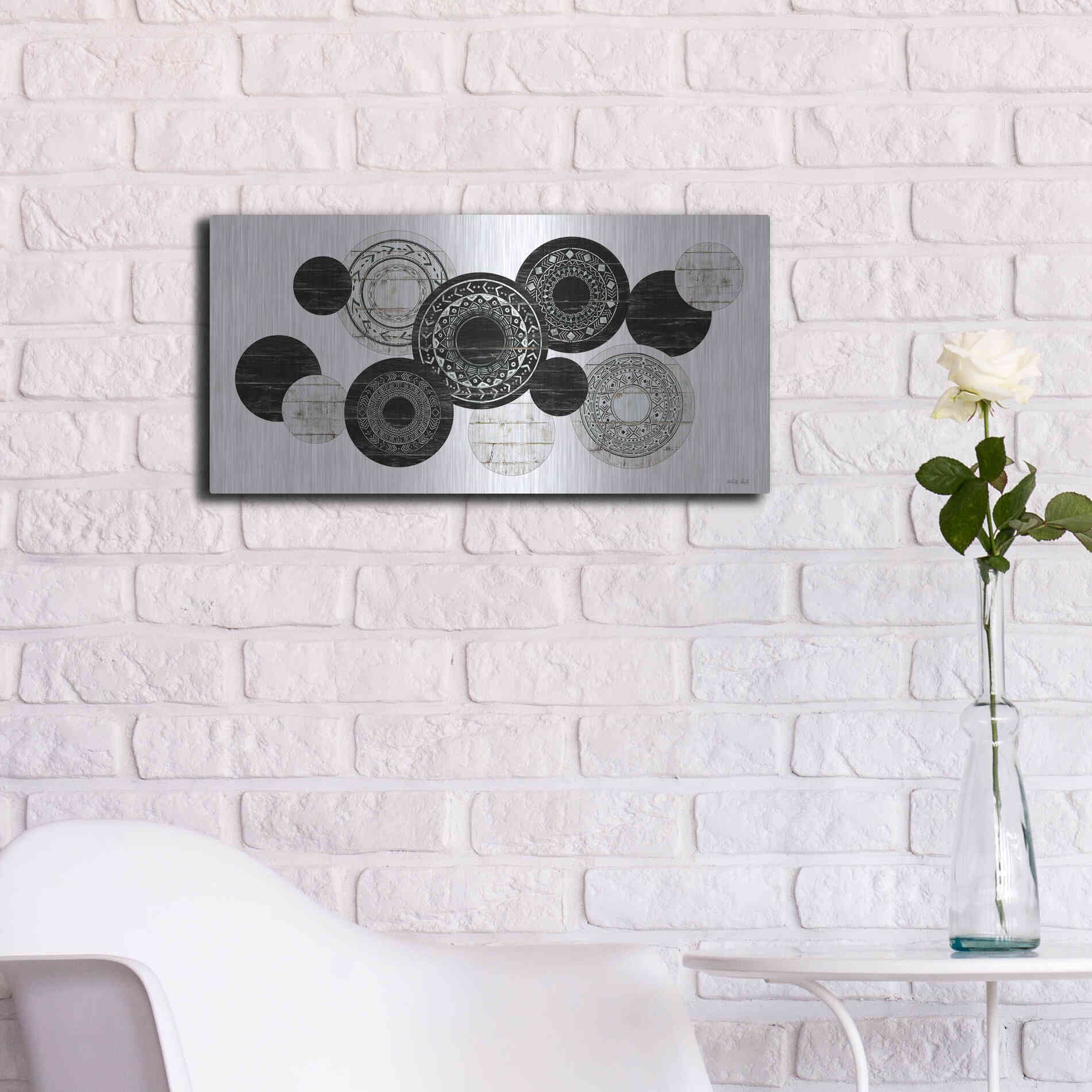 Luxe Metal Art 'Textured Circles' by Cindy Jacobs, Metal Wall Art,24x12