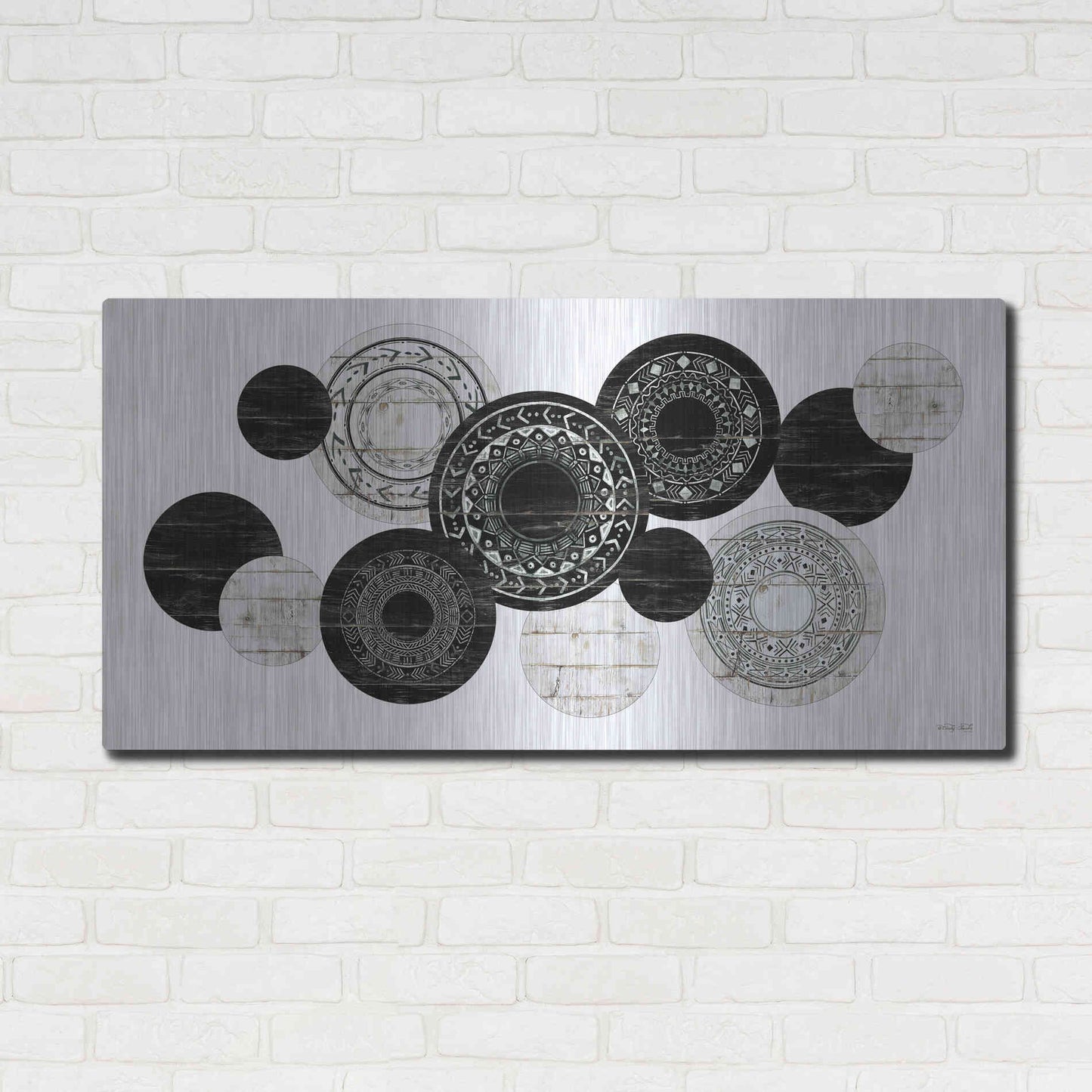 Luxe Metal Art 'Textured Circles' by Cindy Jacobs, Metal Wall Art,48x24