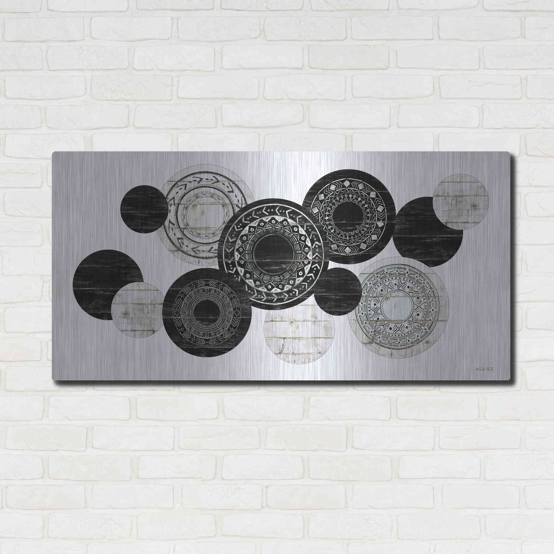 Luxe Metal Art 'Textured Circles' by Cindy Jacobs, Metal Wall Art,48x24
