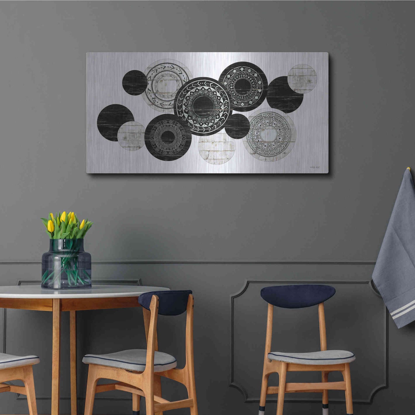 Luxe Metal Art 'Textured Circles' by Cindy Jacobs, Metal Wall Art,48x24