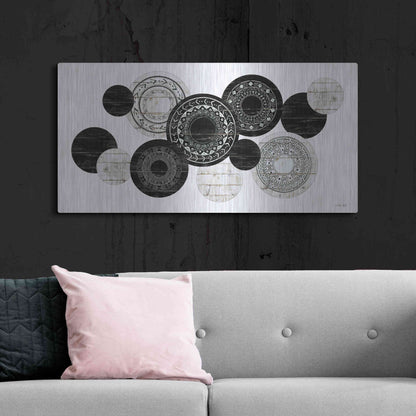 Luxe Metal Art 'Textured Circles' by Cindy Jacobs, Metal Wall Art,48x24