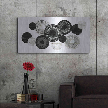 Luxe Metal Art 'Textured Circles' by Cindy Jacobs, Metal Wall Art,48x24