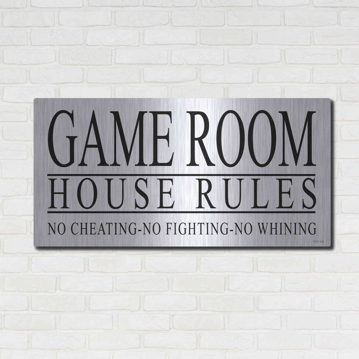 Luxe Metal Art 'Game Room House Rules I' by Cindy Jacobs, Metal Wall Art,48x24