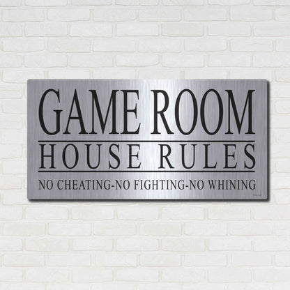 Luxe Metal Art 'Game Room House Rules I' by Cindy Jacobs, Metal Wall Art,48x24