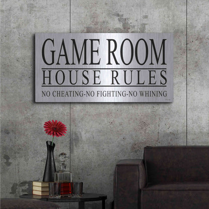 Luxe Metal Art 'Game Room House Rules I' by Cindy Jacobs, Metal Wall Art,48x24