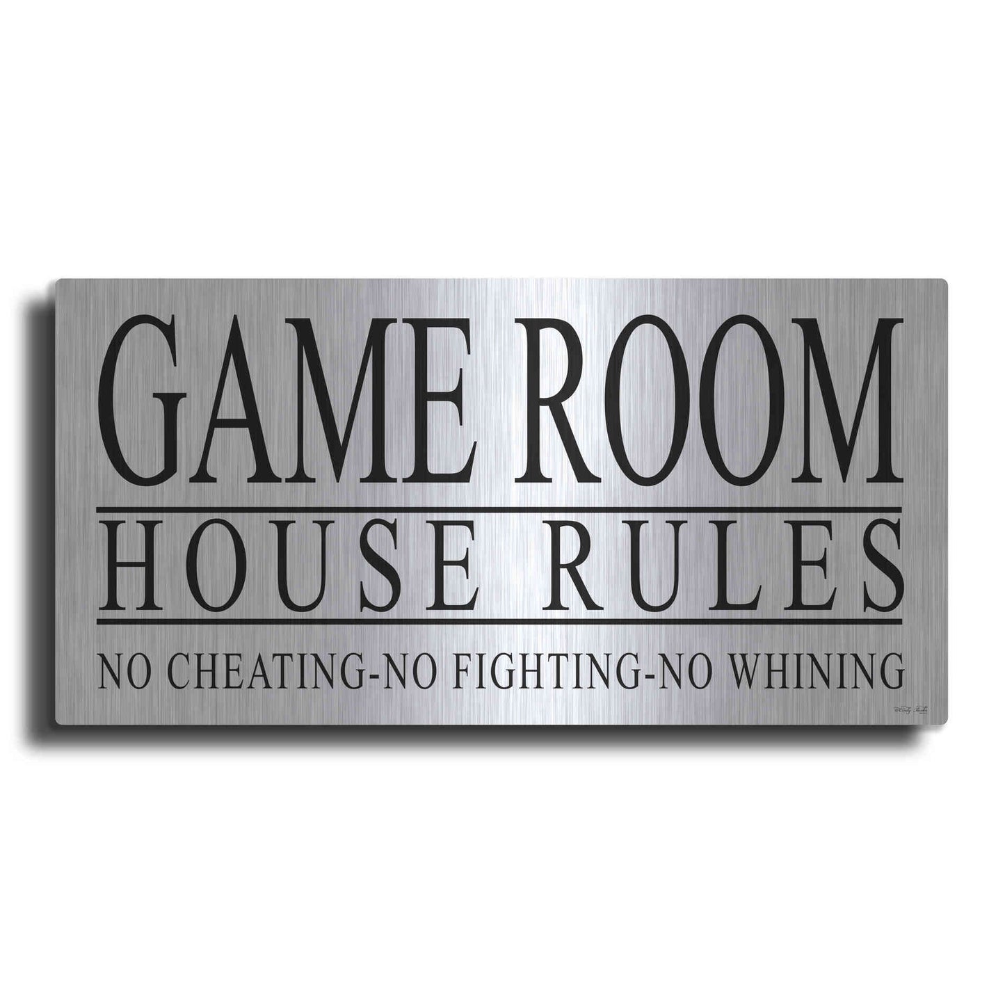 Luxe Metal Art 'Game Room House Rules I' by Cindy Jacobs, Metal Wall Art