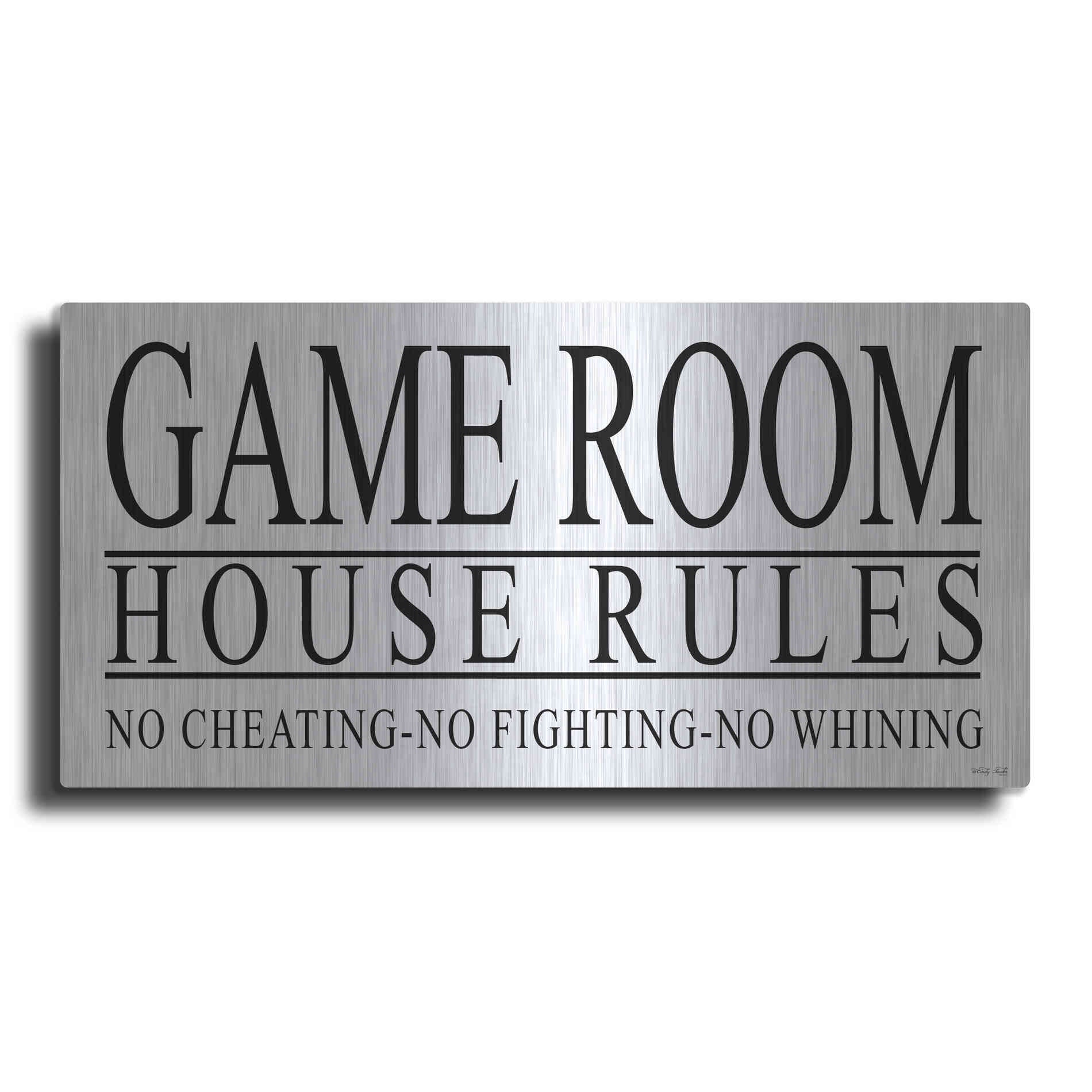 Luxe Metal Art 'Game Room House Rules I' by Cindy Jacobs, Metal Wall Art