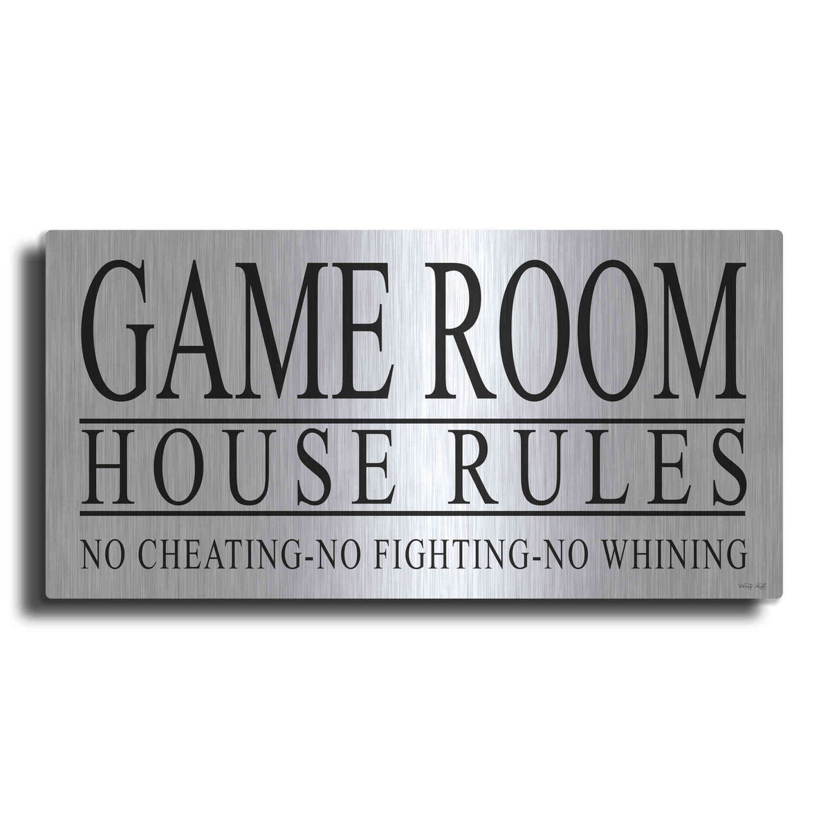 Luxe Metal Art 'Game Room House Rules I' by Cindy Jacobs, Metal Wall Art