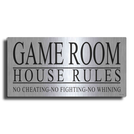 Luxe Metal Art 'Game Room House Rules I' by Cindy Jacobs, Metal Wall Art