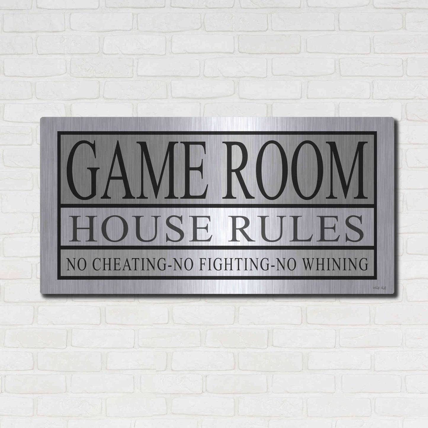 Luxe Metal Art 'Game Room House Rules II' by Cindy Jacobs, Metal Wall Art,48x24