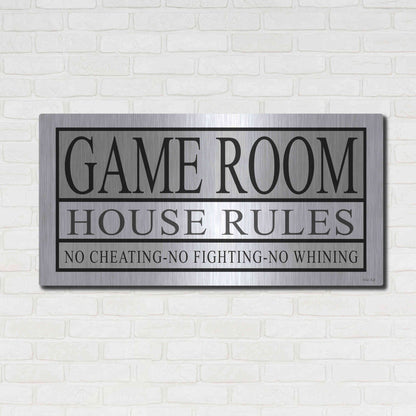 Luxe Metal Art 'Game Room House Rules II' by Cindy Jacobs, Metal Wall Art,48x24