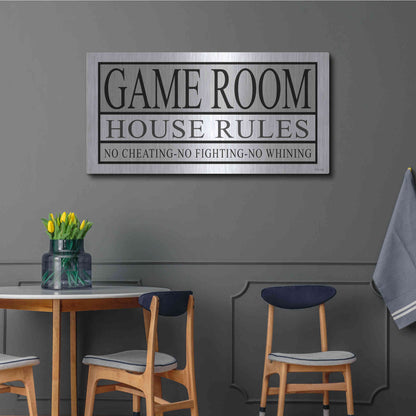 Luxe Metal Art 'Game Room House Rules II' by Cindy Jacobs, Metal Wall Art,48x24