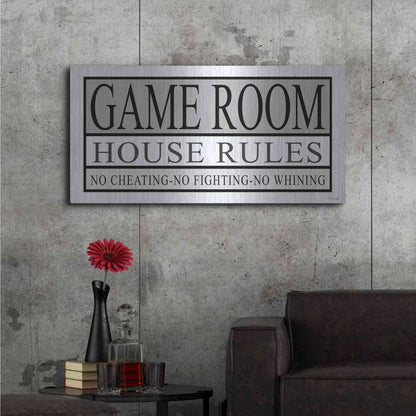 Luxe Metal Art 'Game Room House Rules II' by Cindy Jacobs, Metal Wall Art,48x24