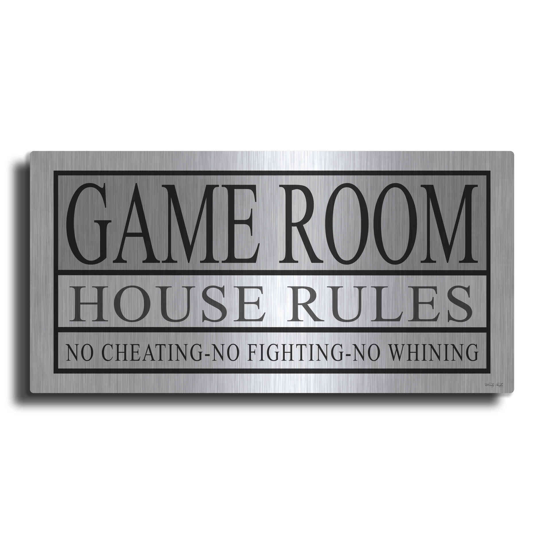 Luxe Metal Art 'Game Room House Rules II' by Cindy Jacobs, Metal Wall Art