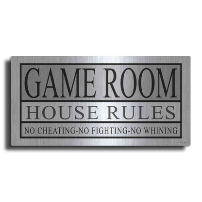 Luxe Metal Art 'Game Room House Rules II' by Cindy Jacobs, Metal Wall Art