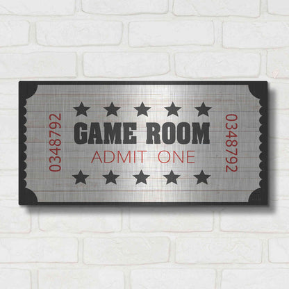 Luxe Metal Art 'Game Room Ticket' by Cindy Jacobs, Metal Wall Art,24x12