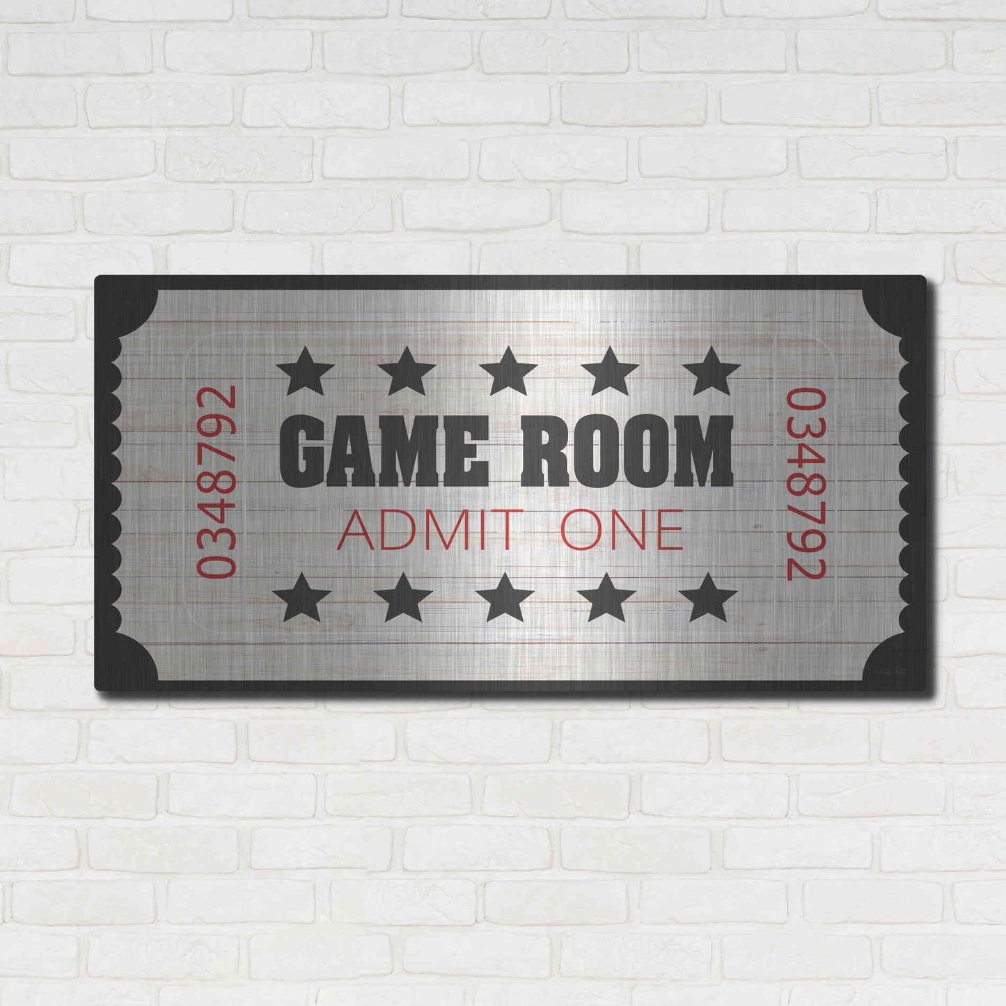 Luxe Metal Art 'Game Room Ticket' by Cindy Jacobs, Metal Wall Art,48x24