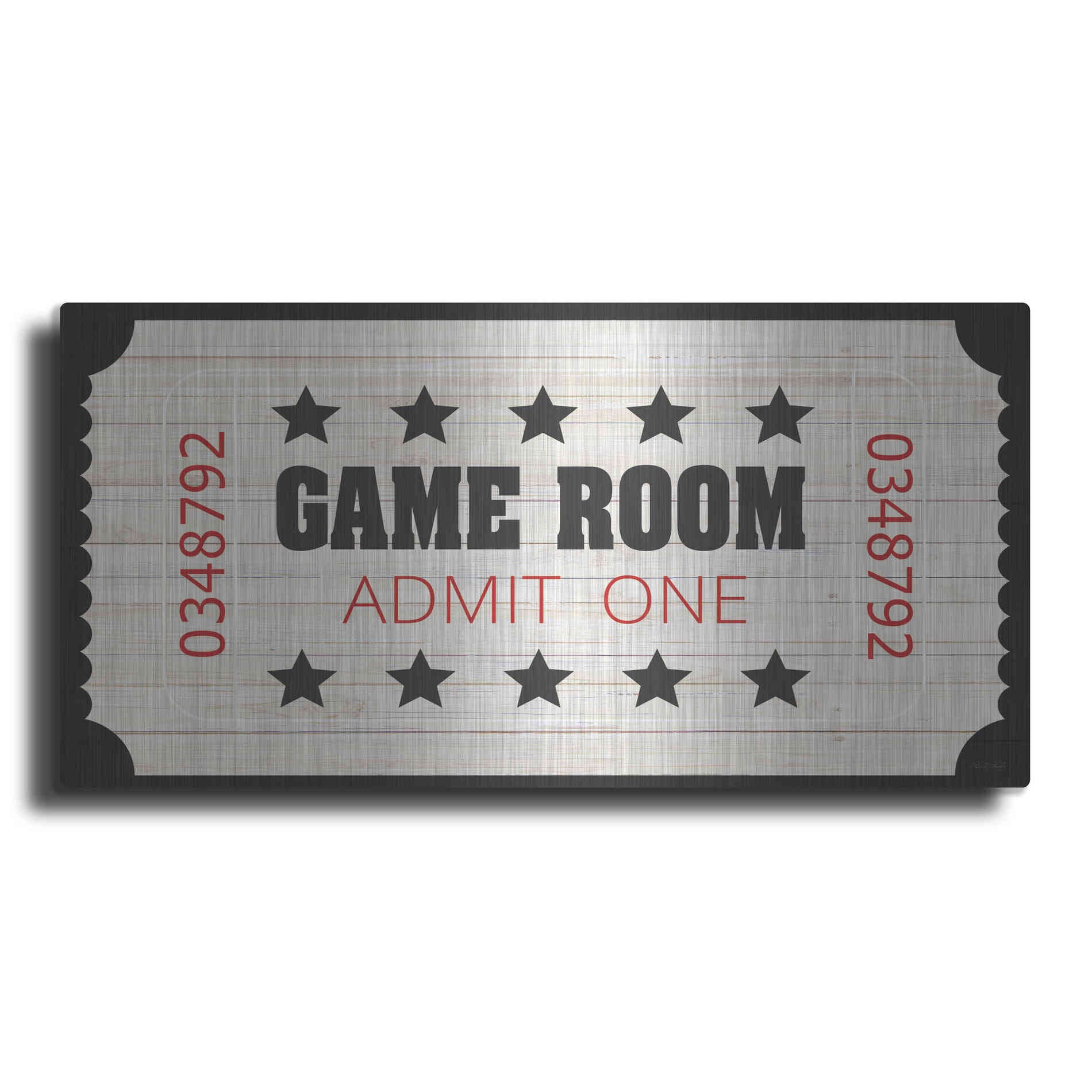 Luxe Metal Art 'Game Room Ticket' by Cindy Jacobs, Metal Wall Art