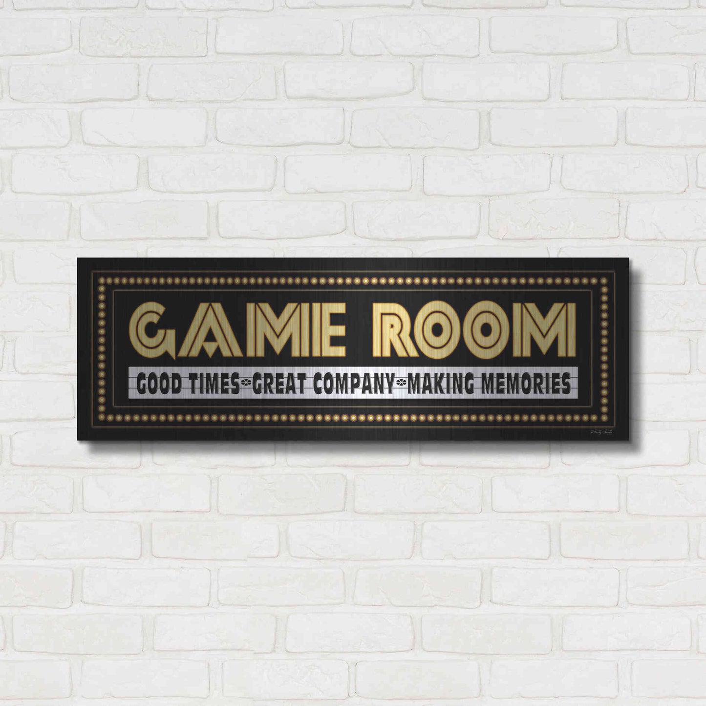 Luxe Metal Art 'Game Room Sign' by Cindy Jacobs, Metal Wall Art,36x12