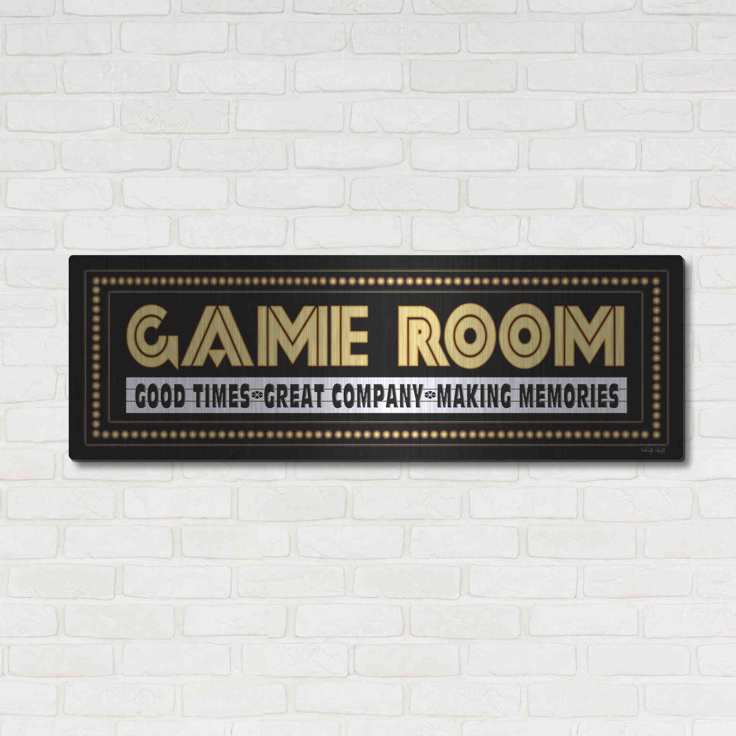Luxe Metal Art 'Game Room Sign' by Cindy Jacobs, Metal Wall Art,48x16