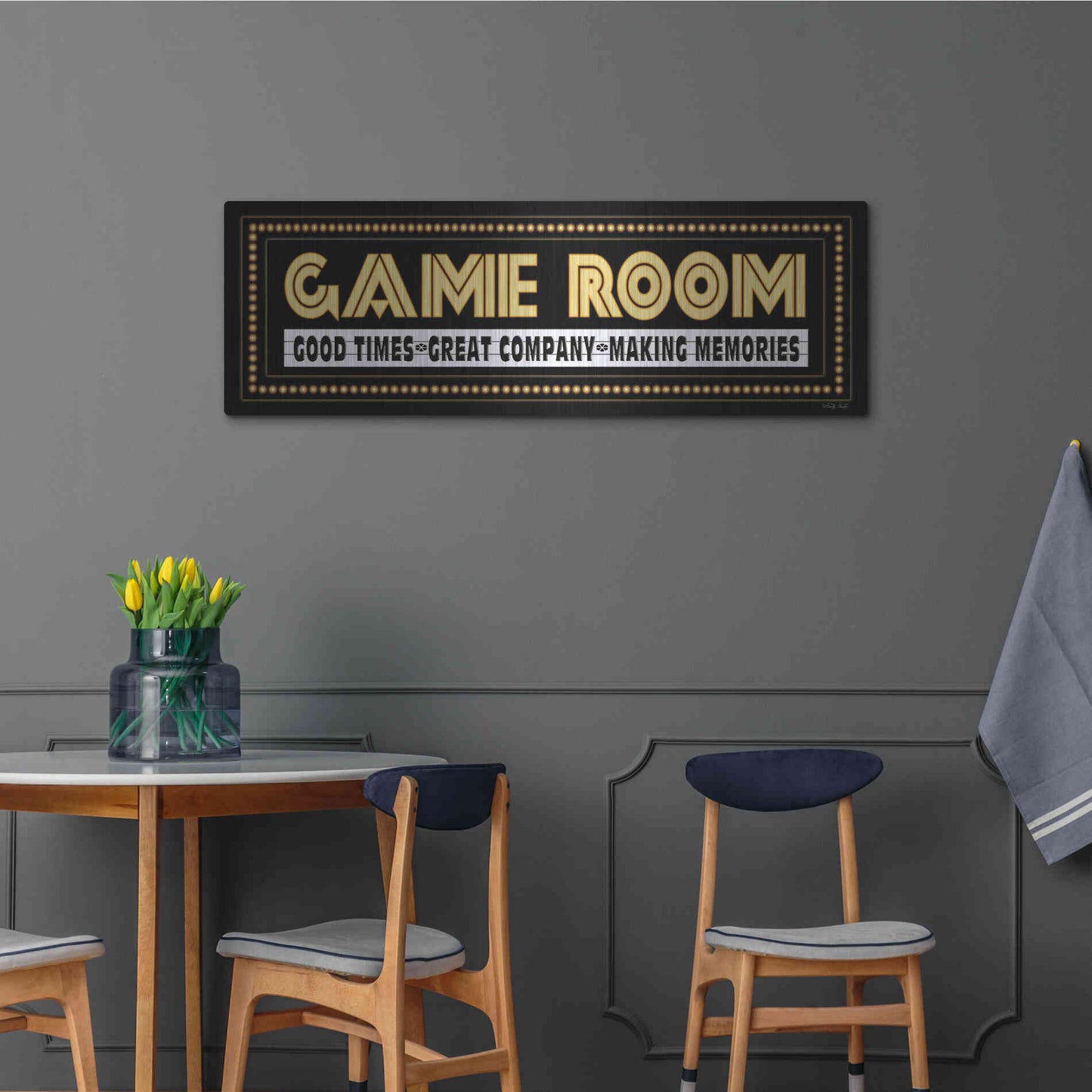 Luxe Metal Art 'Game Room Sign' by Cindy Jacobs, Metal Wall Art,48x16
