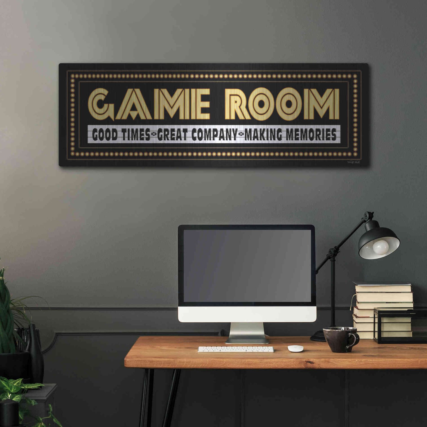 Luxe Metal Art 'Game Room Sign' by Cindy Jacobs, Metal Wall Art,48x16