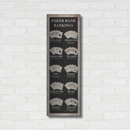 Luxe Metal Art 'Poker Hand Rankings' by Cindy Jacobs, Metal Wall Art,12x36