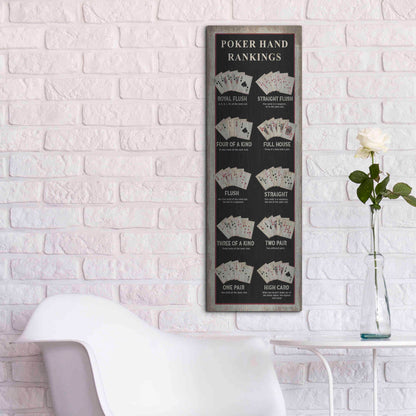 Luxe Metal Art 'Poker Hand Rankings' by Cindy Jacobs, Metal Wall Art,12x36