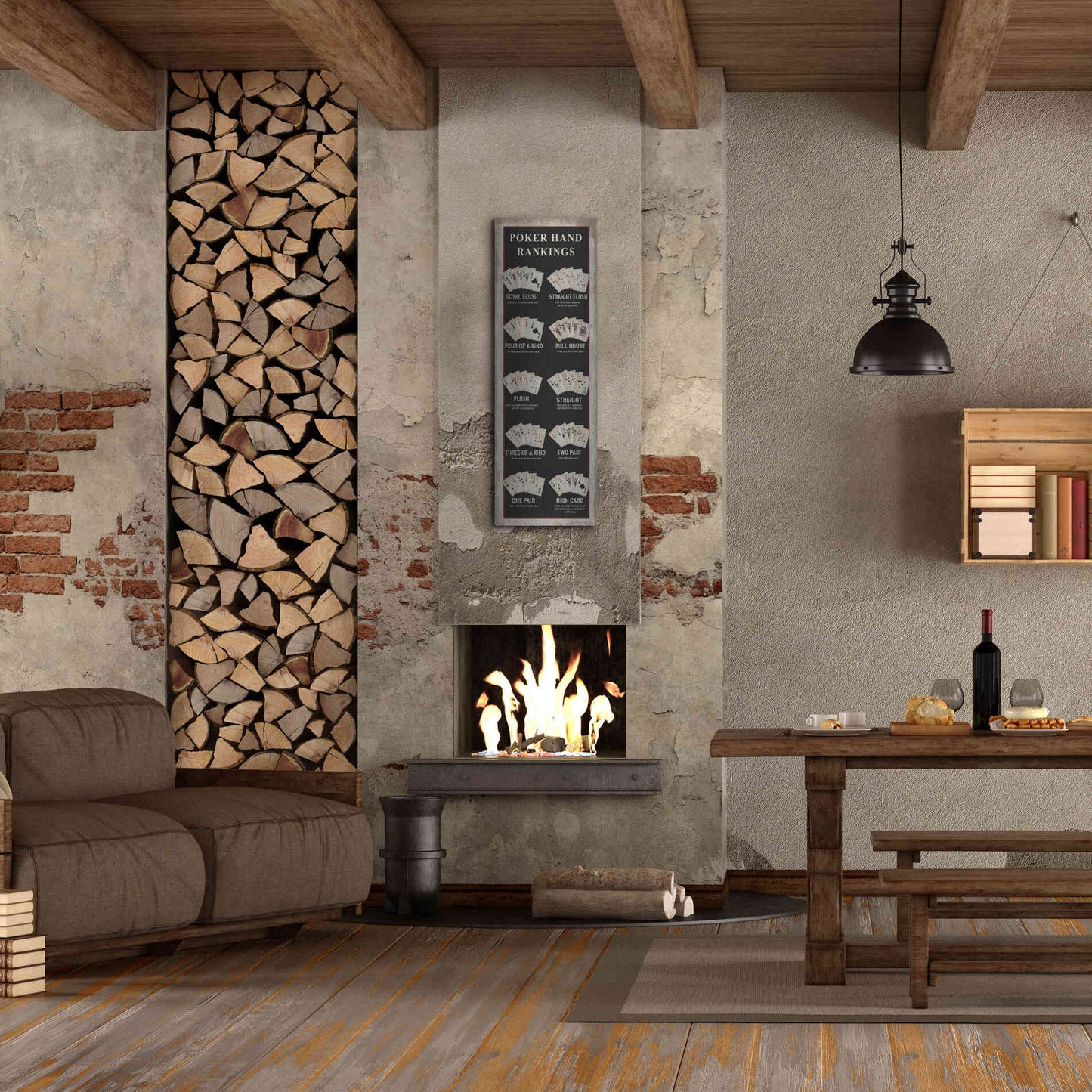 Luxe Metal Art 'Poker Hand Rankings' by Cindy Jacobs, Metal Wall Art,16x48