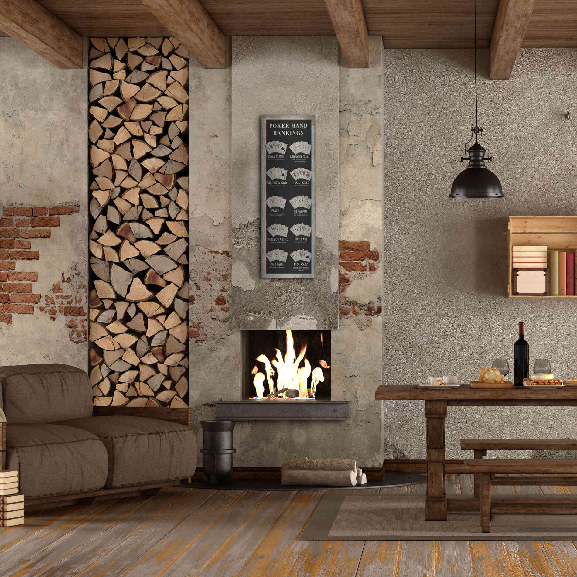 Luxe Metal Art 'Poker Hand Rankings' by Cindy Jacobs, Metal Wall Art,16x48