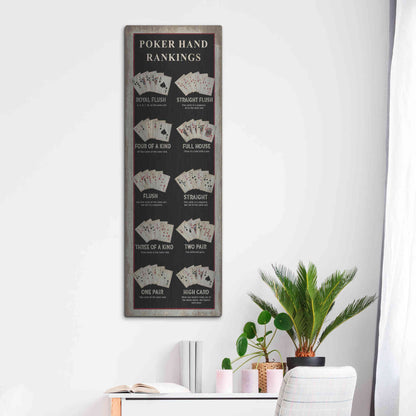 Luxe Metal Art 'Poker Hand Rankings' by Cindy Jacobs, Metal Wall Art,16x48