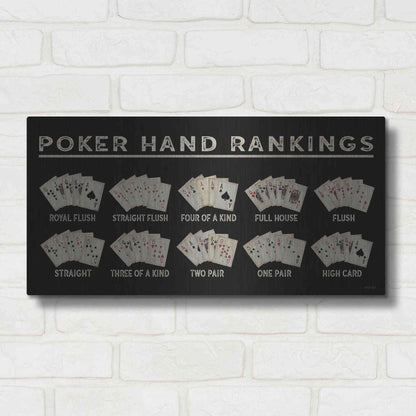 Luxe Metal Art 'Poker Hand Ranking' by Cindy Jacobs, Metal Wall Art,24x12