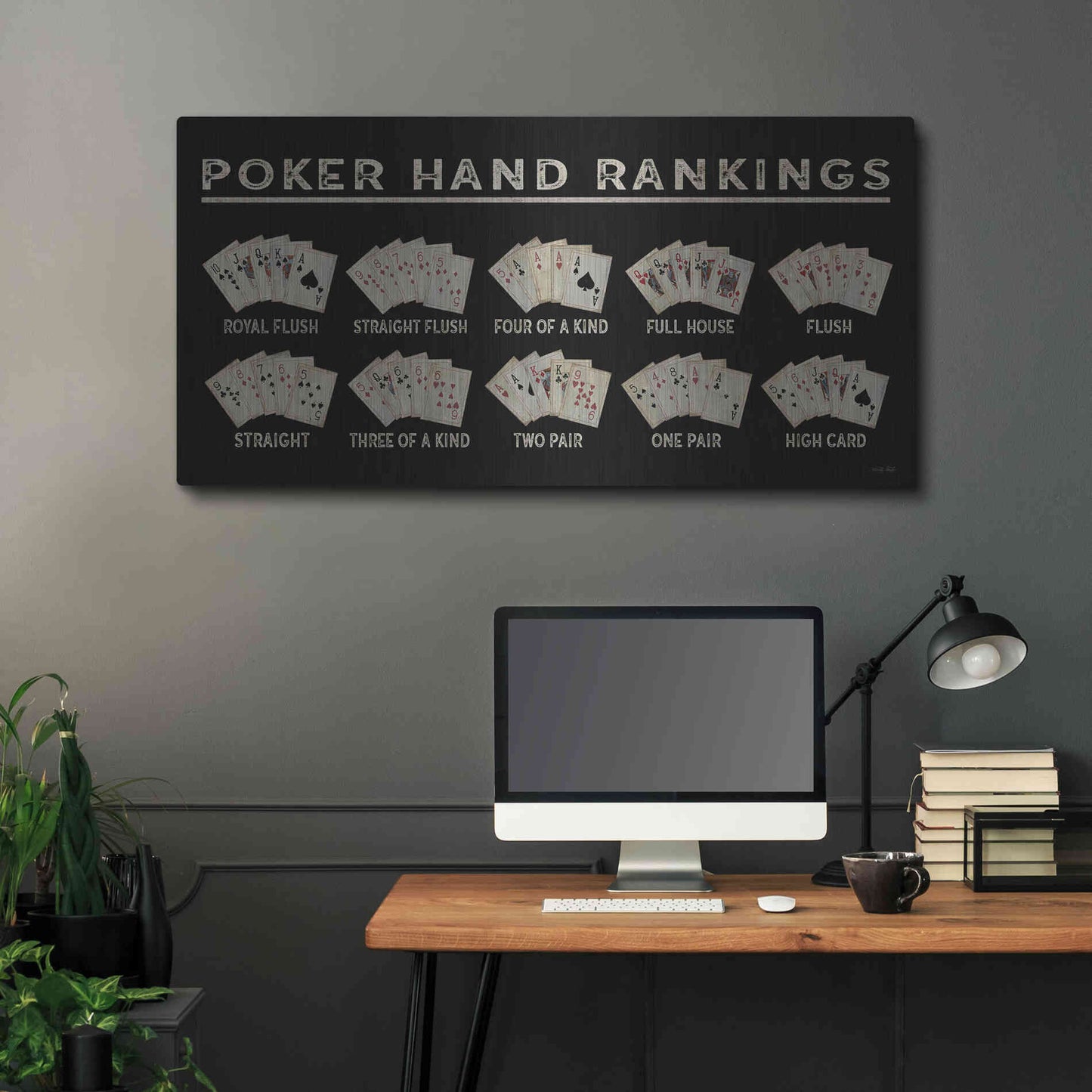 Luxe Metal Art 'Poker Hand Ranking' by Cindy Jacobs, Metal Wall Art,48x24