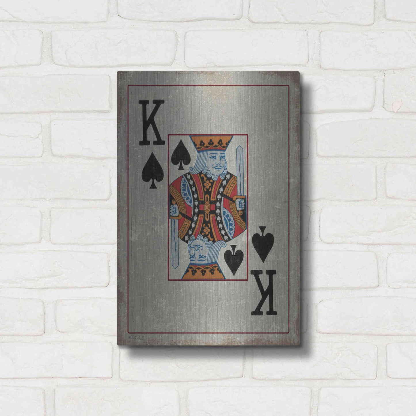 Luxe Metal Art 'King of Spades' by Cindy Jacobs, Metal Wall Art,12x16