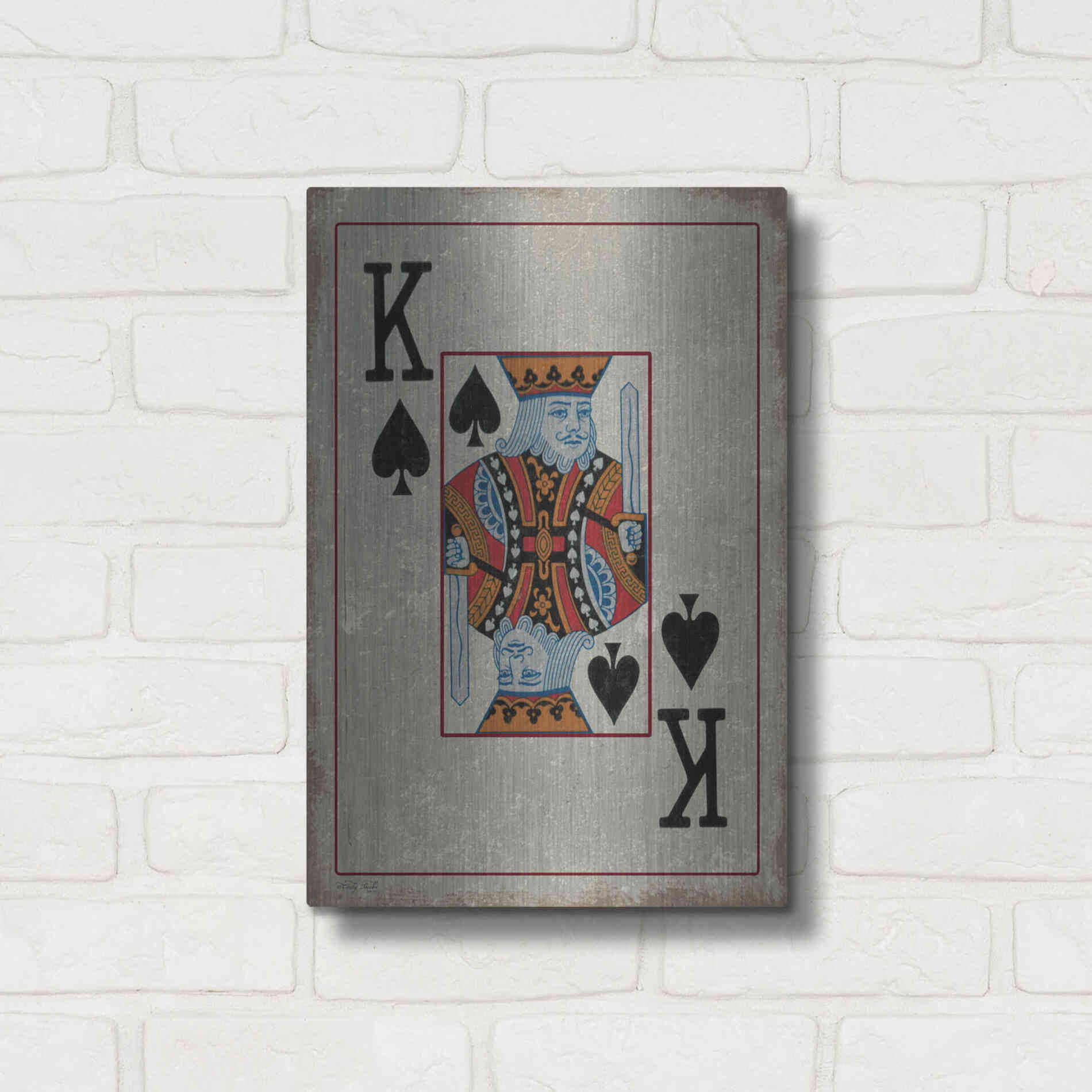 Luxe Metal Art 'King of Spades' by Cindy Jacobs, Metal Wall Art,12x16