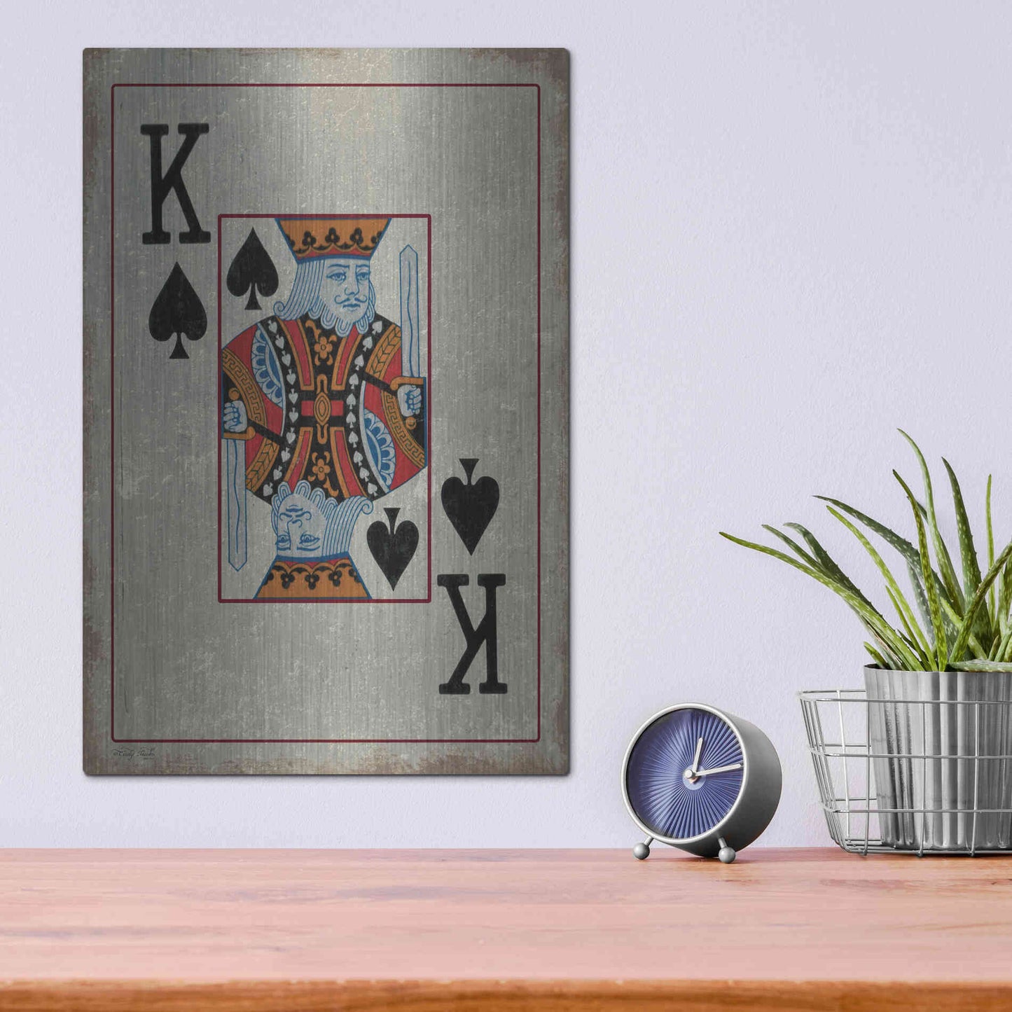 Luxe Metal Art 'King of Spades' by Cindy Jacobs, Metal Wall Art,12x16