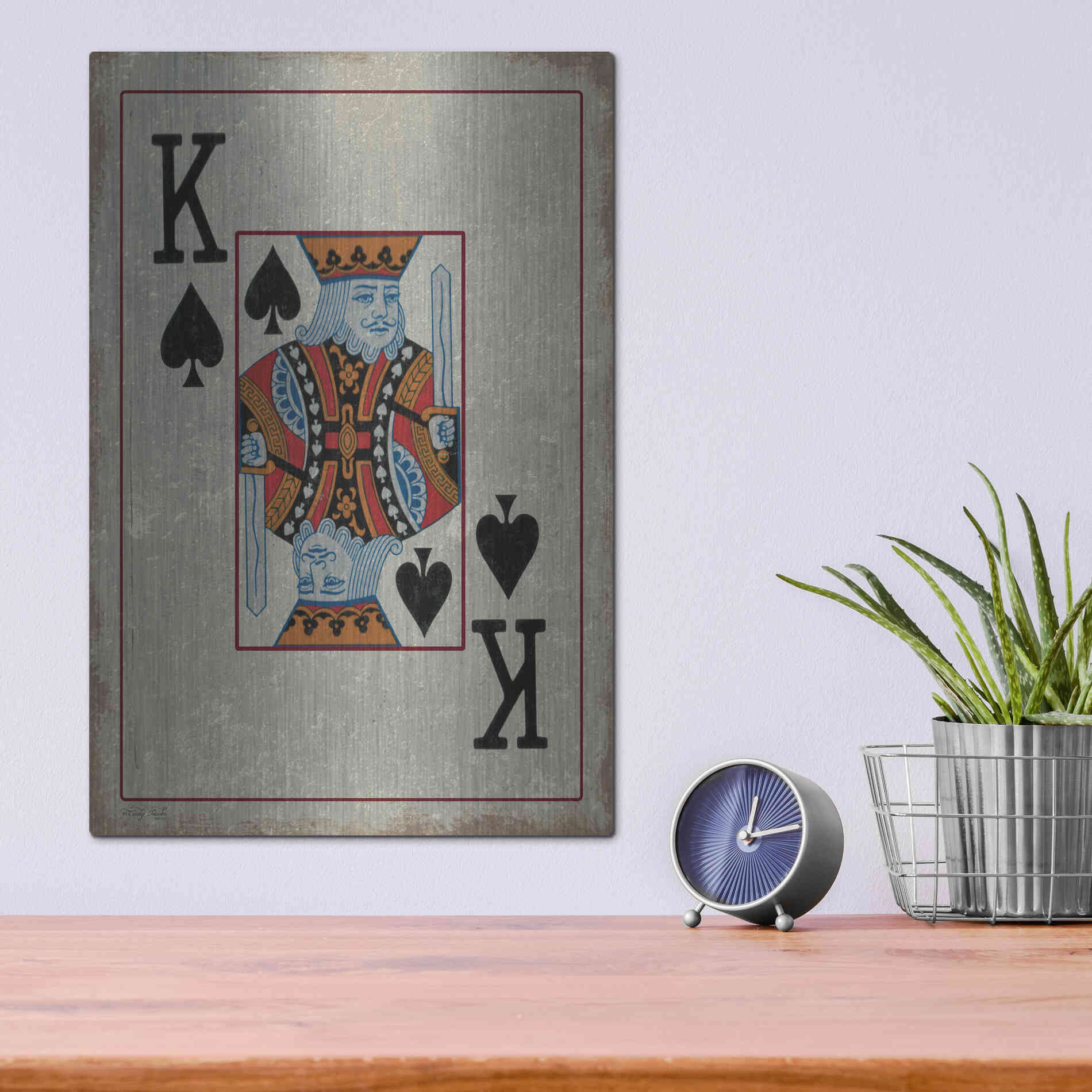 Luxe Metal Art 'King of Spades' by Cindy Jacobs, Metal Wall Art,12x16