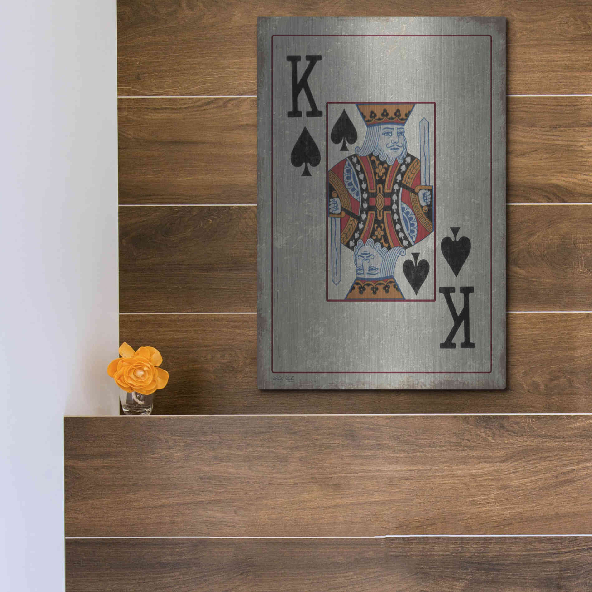 Luxe Metal Art 'King of Spades' by Cindy Jacobs, Metal Wall Art,12x16