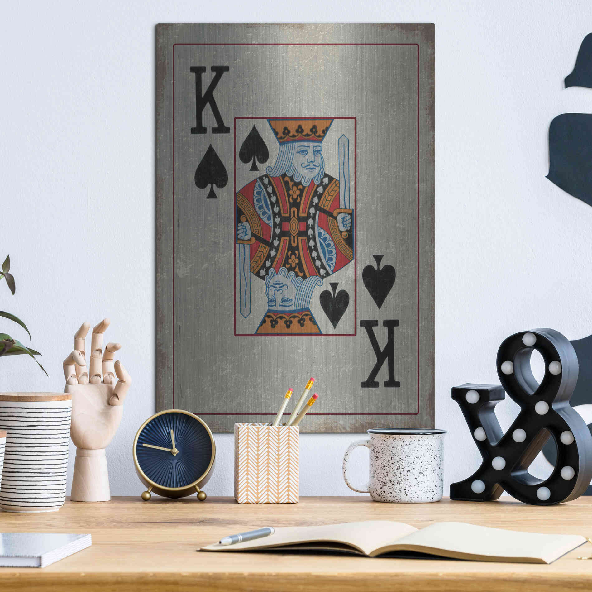 Luxe Metal Art 'King of Spades' by Cindy Jacobs, Metal Wall Art,12x16