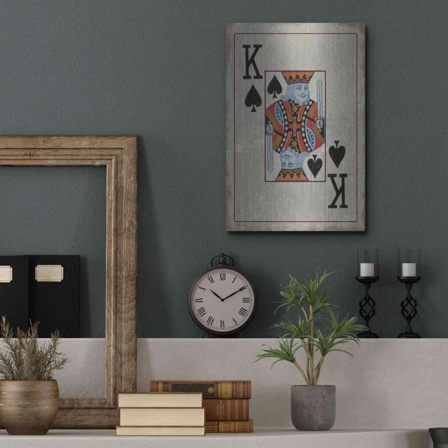 Luxe Metal Art 'King of Spades' by Cindy Jacobs, Metal Wall Art,12x16