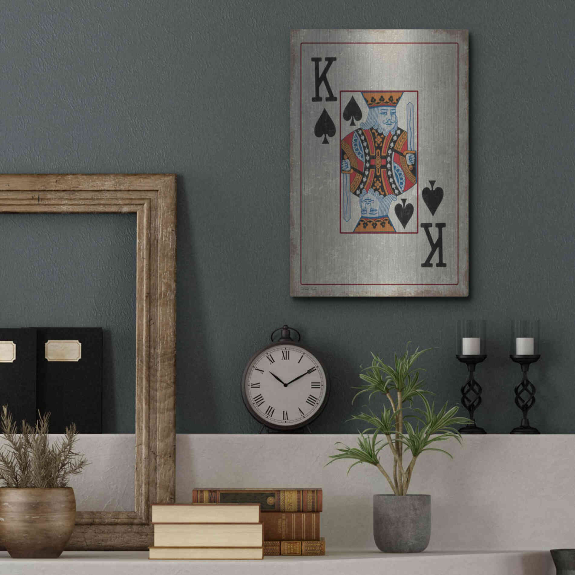Luxe Metal Art 'King of Spades' by Cindy Jacobs, Metal Wall Art,12x16