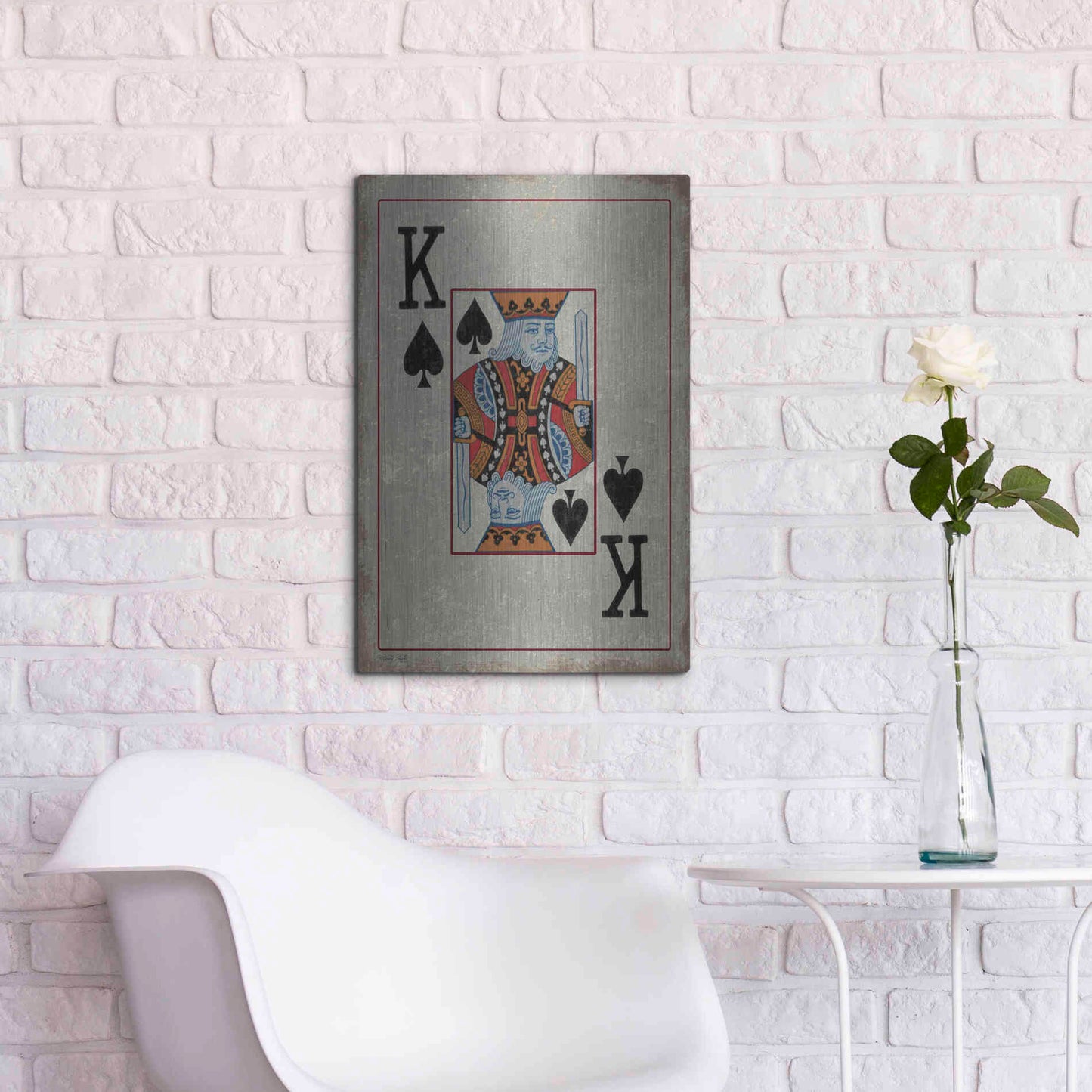Luxe Metal Art 'King of Spades' by Cindy Jacobs, Metal Wall Art,16x24