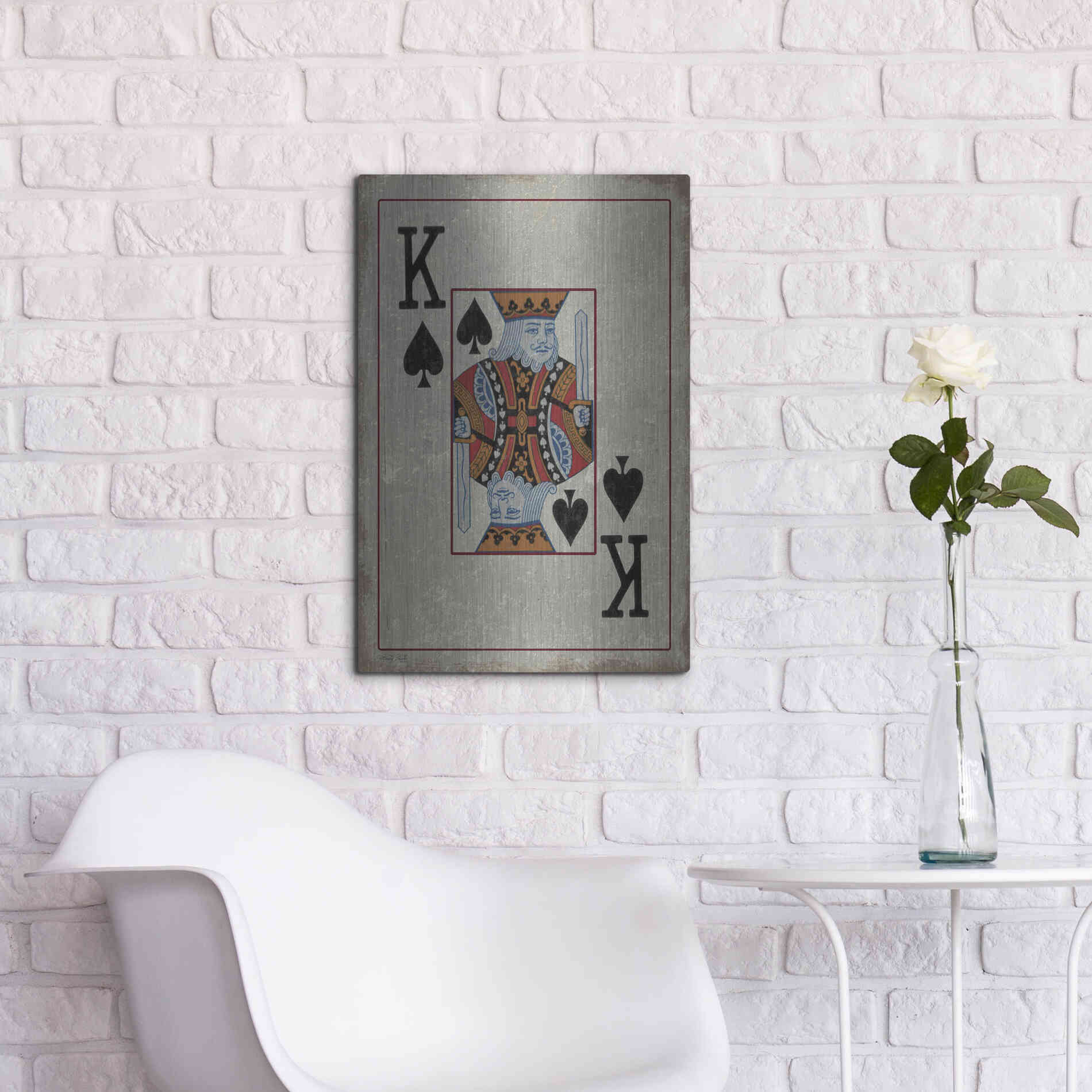 Luxe Metal Art 'King of Spades' by Cindy Jacobs, Metal Wall Art,16x24